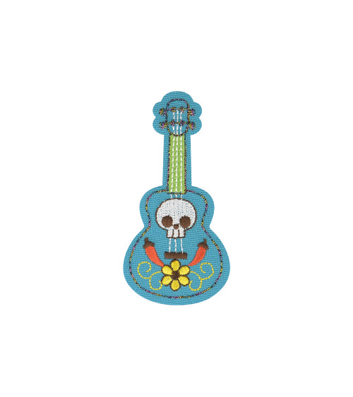 Mexico guitar iron-on badge 3.5x7cm