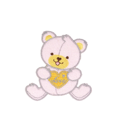 Iron-on badge Pink Teddy Bear 6.5x6.5cm