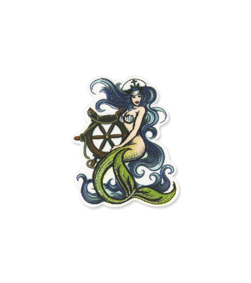 Iron-on mermaid and mast badge 6x6cm