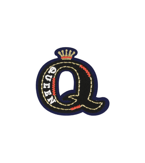 Lettera reale Q Toppe termoadesive Queen 6 cm